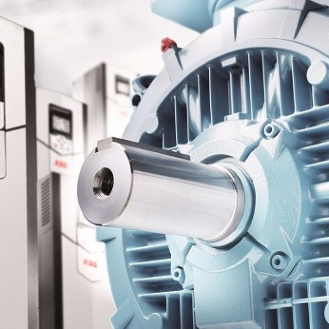 Close-up photo of synchronous reluctance motor and drive package